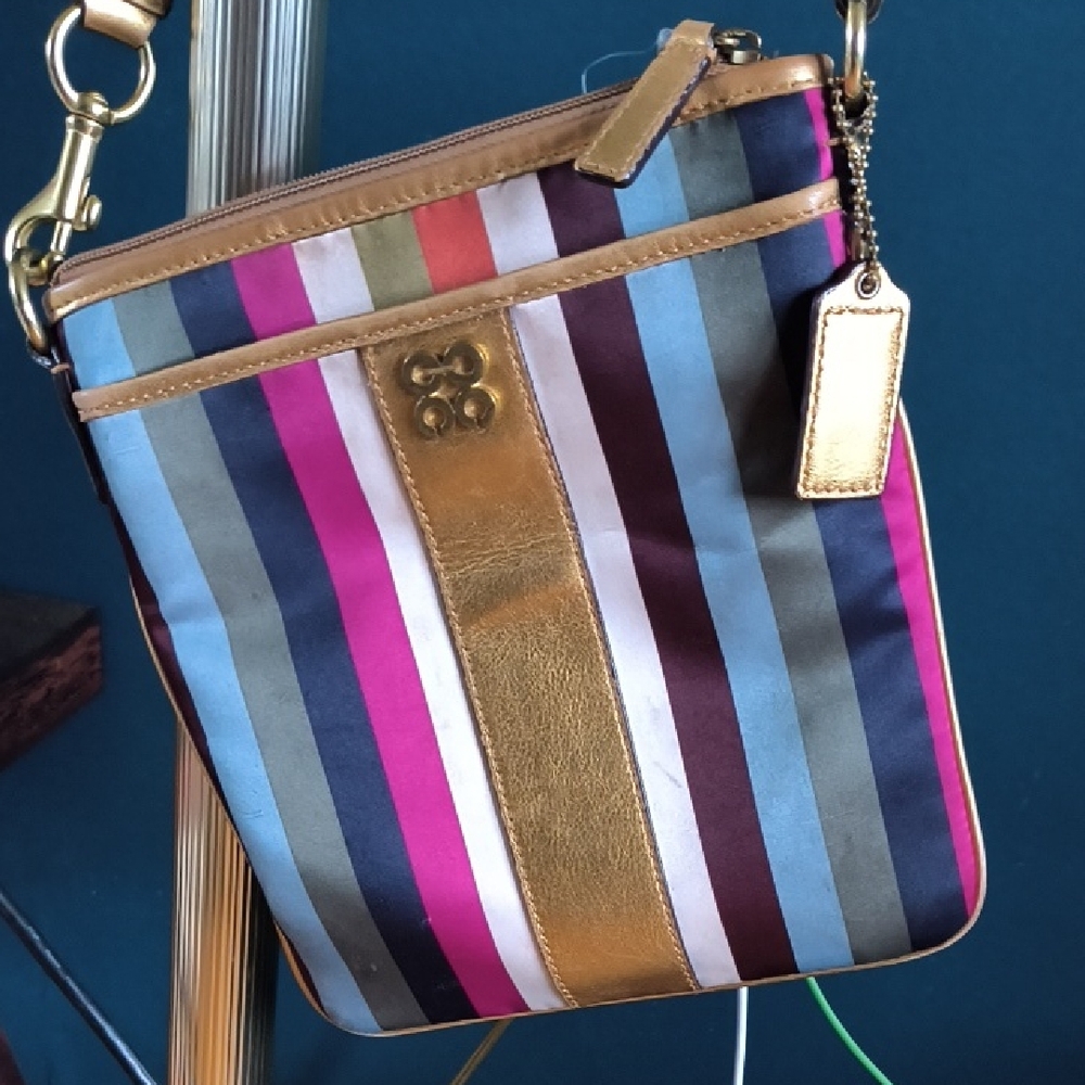 Coach Gold and Pink Crossbody Bag with Signature Hardware